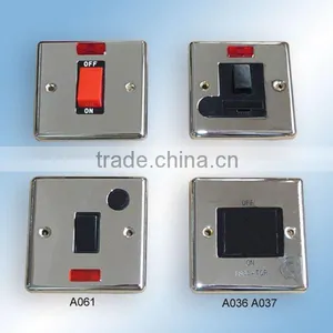 A071 A112 A061 A037 Pressed Polished Chrome Wall Switch and Socket thumbnail-1