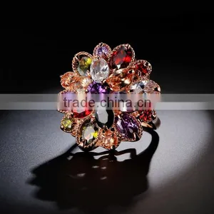 Hot Sale Unique Fashion Multicolor 18K Rose Gold Plated AAA Zircon Engagement Weddding Bijoux Rings Fine Jewelry thumbnail-1