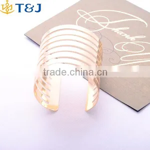>>>Newest Gold Plated Geometry Hollow Out Metals Bracelet Jewellery Punk Style Plain Cuff Bangles/ thumbnail-1