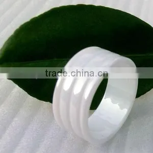 Fancy White Ceramic Rings for Women With Multi Faced and High Polished thumbnail-1