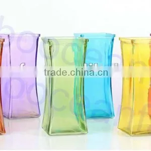 Colorful Square Glass Vase thumbnail-1