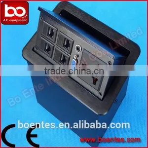 CE Approved Pop Up Desktop Socket With RJ45+RJ11/Media Office Desk Power Plug thumbnail-1