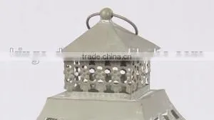 Cheap Wooden Lantern With Metal Top White Color thumbnail-3