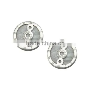 2016 New Design Unisex Stainless Steel Roman Earrings Scale Silver Jewelry thumbnail-2