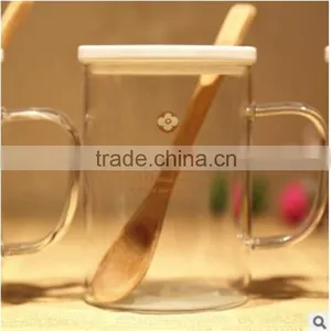 400ml Heat-resistant Borosilicate Glass Cup With Plastic Lid and Bamboo Spoon thumbnail-3