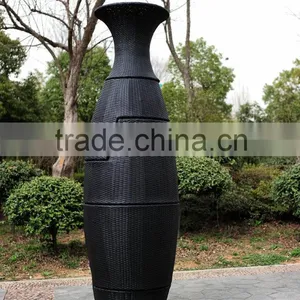 Wicker Sofa Set Black Bottle Shape Rattan Sofa and Ottoman thumbnail-2