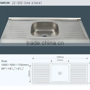 JZ-392 Factory Supply 1.5m Stainless Steel Kitchen Sink thumbnail-2