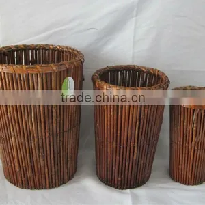 Office Cylinrical Willow Garbage Basket thumbnail-1