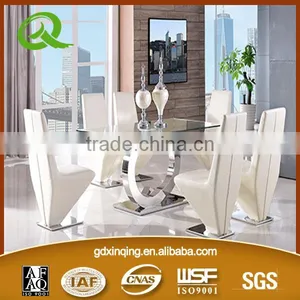 TH286 Modern Glass Top Stainless Steel Dining Table Furniture thumbnail-5