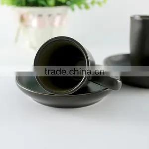 China Supplier New Premium Custom Wholesale Black Porcelain Coffee Cup Saucer thumbnail-3
