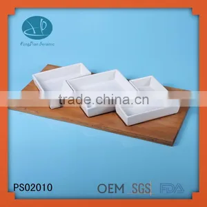 Ceramic Plate With Bamboo Base, Dishes & Plates Dinnerware Type Ceramic Food Tray Set thumbnail-1