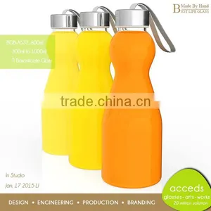 Colorful Handmade Borosilicate Glass Running Water Bottle BPA Free thumbnail-3