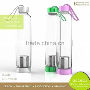 Funky Handmade Ti-Borosilicate Glass Heat-Resistant Tea Filter Bottle thumbnail-1