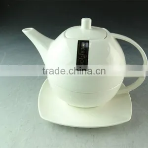 Stock High Quality White Ceramic Chinese Design Ceramic Teapot With Mug Set thumbnail-1