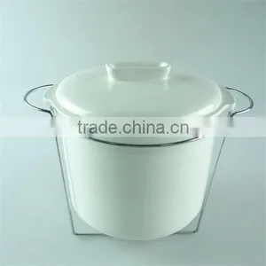 Stock Cheap Ceramics Tureen With Metal Stand thumbnail-1