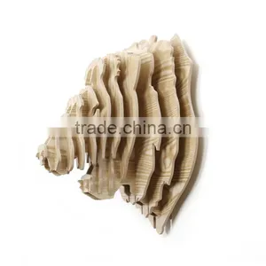 Creative Home Decorations Wooden Lion Head Lovely Animal Head Hanging Ornament Crafts 3D Wood Animal Head High Quality thumbnail-6