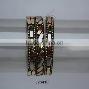 Polished Brass and Copper Bangles With Patterns thumbnail-1