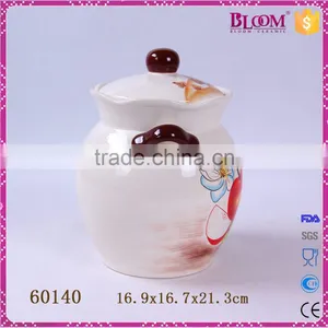 Decal Apple Desgin Ceramic Pot With Lid and Two Handle thumbnail-4