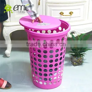 Emc Plastic Round Laundry Basket With Lid,storage Box thumbnail-1