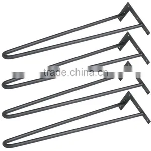 Furniture Assembly Hardware 19 Inch Black Coated 2 Rod Hairpin Leg thumbnail-5