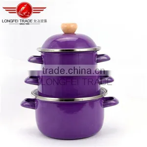 3pcs Persimmon Type Casserole, Enamel Pot, Ceramic Stockpot/saucepot thumbnail-1