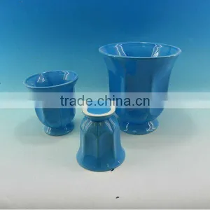 3pcs Blue Color Ceramic Garden Planter Pot thumbnail-1