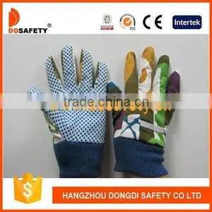 DDSAFETY Blue Dots On Plam Stripe Back Knitted Wrist Protective Kids Hands Garden Gloves thumbnail-1