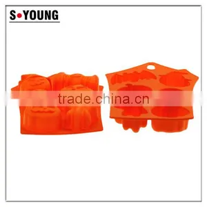 11003 6 Holes Halloween Pumpkin Shape Baking Silicon Cake Mould, thumbnail-5