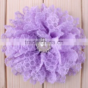 Fabric Flower With Pearl Beads Center for Kids Hair Accessories thumbnail-4