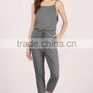 Wholesale Fashion Women Clothing Spaghetti Straps Casual Cheap Cotton Romper Backless Sexy Slim Fit Bodycon Jumpsuit thumbnail-2