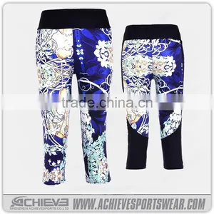 2017 Wholesale Custom Subliamtion Printed Polyester Spandex Yoga Pants thumbnail-6