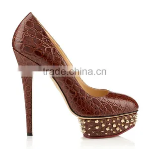Wholesale China Factory Snake Leather Platform High Heel Women Dress Shoes thumbnail-2