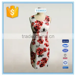 Latest Dress Patterns Ladies Casual Floral Print Dress With Waist Belt2016 thumbnail-1