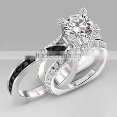 Trendy Fashion Wholesale Fine Jewelry Romantic cz Diamond Engagement Wedding Ring Set thumbnail-5