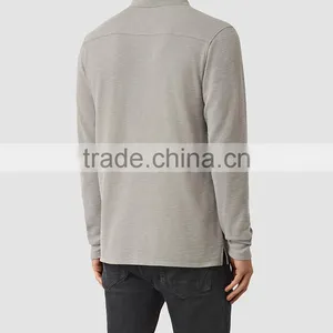 MGOO New Arrival Custom Long Sleeves Mens Polo Shirts 100% Cotton Grey Shirts Logo Embroidery Bulk Tops thumbnail-4