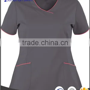 2016 Fashion V-neck Design Design Hospital Scrubs Uniforms thumbnail-4
