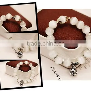 F20076N New Fashion Natural Stones Skull Bracelet For Women Crystal Opal Beads Stone Bracelet thumbnail-3