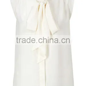 100% Polyester Tie Neck Blouse With Concealed Button Placket thumbnail-1