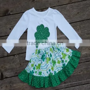 Girls Green Skirt Set- Personalized Pink Body Lucky Suit Body Suit and Skirt thumbnail-1