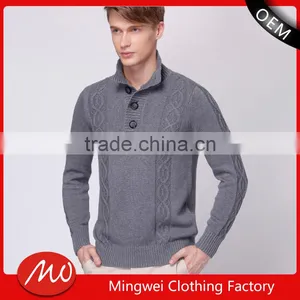 100% Cashmere Pullover Mandarin Collar Sweater Handmade Sweater Design for Man thumbnail-1