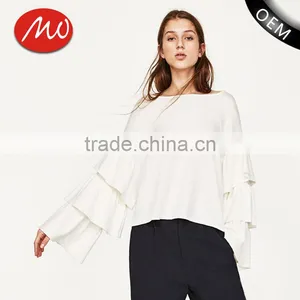 OEM Fctory Ladies Fancy Cotton Loose Knitting Organic Cotton Sweater for Wholesale thumbnail-1