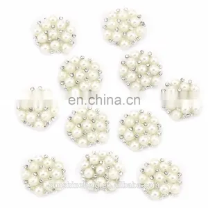 Alloy Rhinestone Button With Pearl for Accessories Clear With Silver Plating thumbnail-3