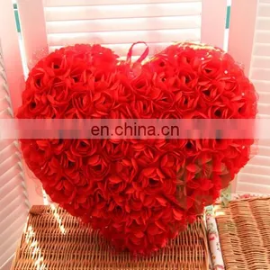 HI CE Latest Valentine's Day Gift Red Rose Silk Fabric Heart-shaped Wedding Stage Decoration With Flowers thumbnail-1