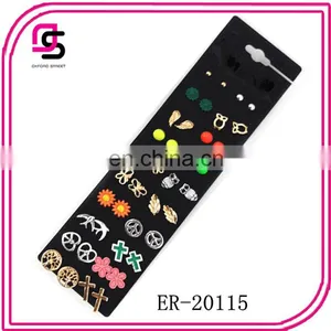 20 Pairs On a Card Earring Set With Flowers Stones And Owls thumbnail-1