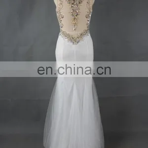 Factory Directly Supply Sexy V Neck Mermaid Long White Prom Dress thumbnail-4