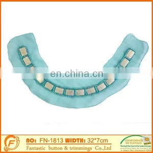 Blue Handmade Neck Flower Collar With Beads Lace Collar for Women Garnemtns thumbnail-1