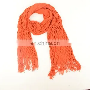2017 Hollow Out Double Hook Flower Lady Warm Shawl Wool Scarf With Tassel thumbnail-5