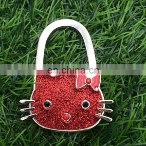 Silver Tone Lovely Cat Rhinestones Handbag Purse Folding Hanger Hook thumbnail-3