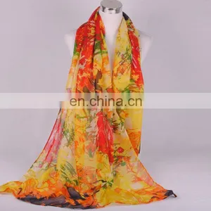 Hot Selling Fashion Printing Multicolor Lady Beach Chiffon Scarf thumbnail-4