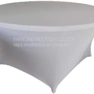 White Round Spandex Fabric Stretch Table Cover thumbnail-1